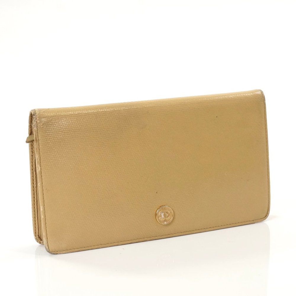 Auth Chanel Long Wallet Beige Leather #7070C71 - Picture 2 of 13